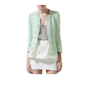 zara green tweed jacket
